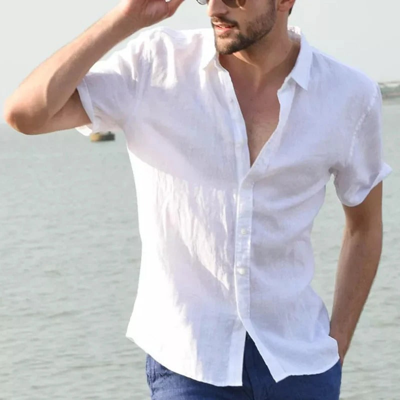 Chemise homme manches courtes – Coupe décontractée – Fibres naturelles respirantes