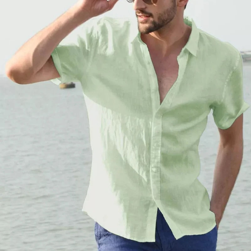 Chemise homme manches courtes – Coupe décontractée – Fibres naturelles respirantes
