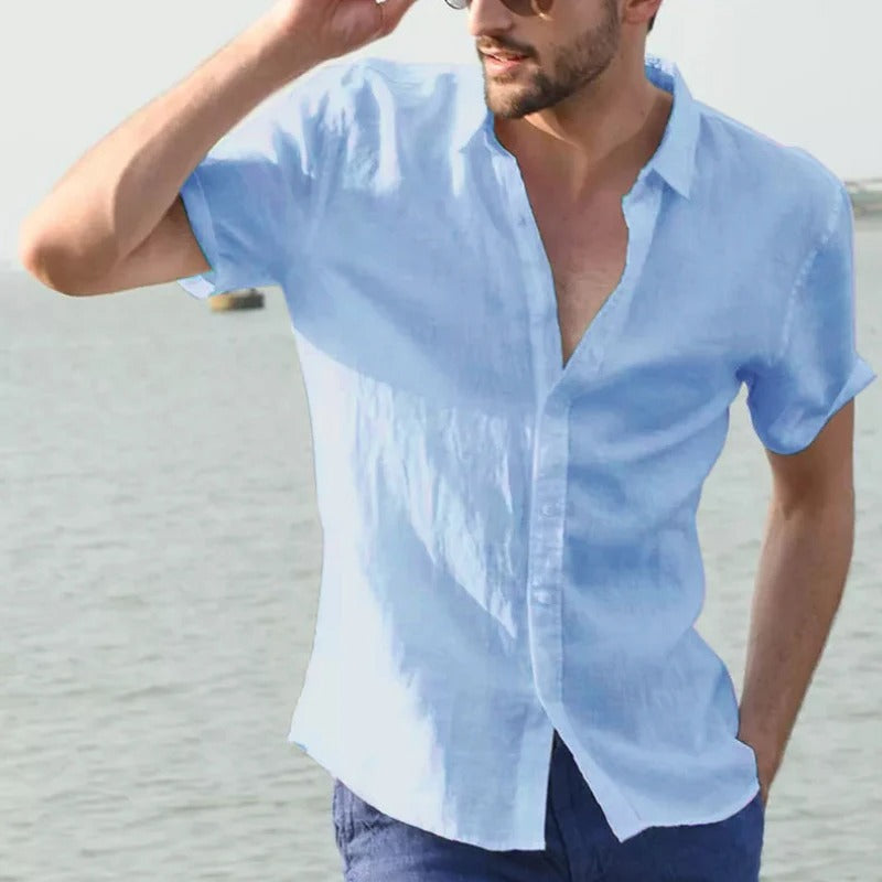Chemise homme manches courtes – Coupe décontractée – Fibres naturelles respirantes