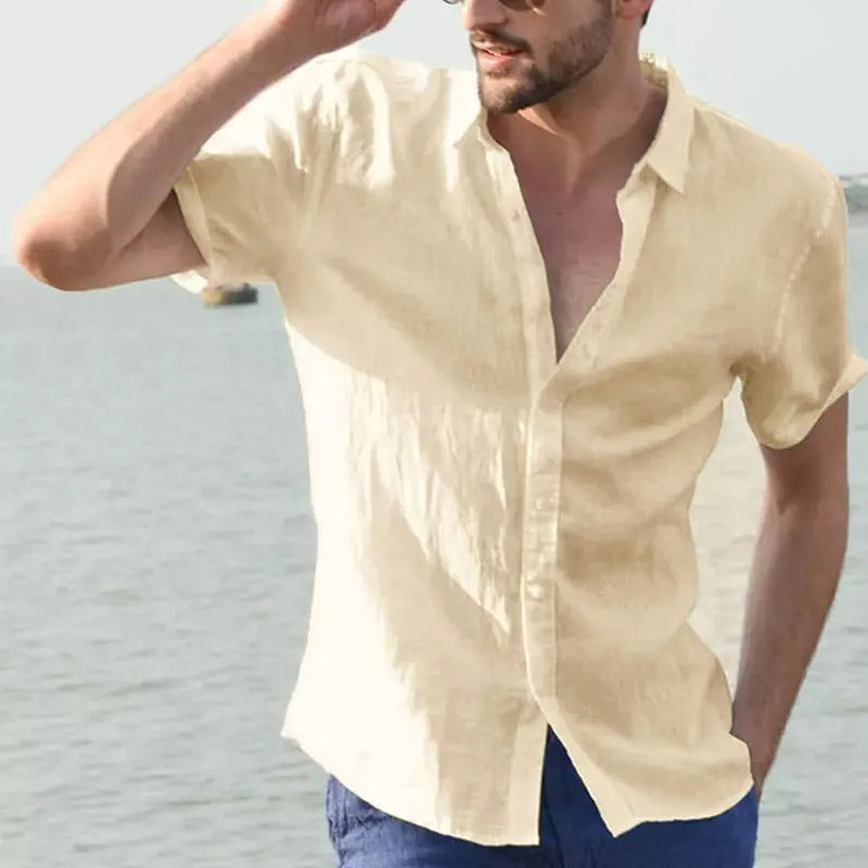 Chemise homme manches courtes – Coupe décontractée – Fibres naturelles respirantes
