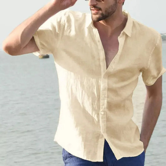 Chemise homme manches courtes – Coupe décontractée – Fibres naturelles respirantes