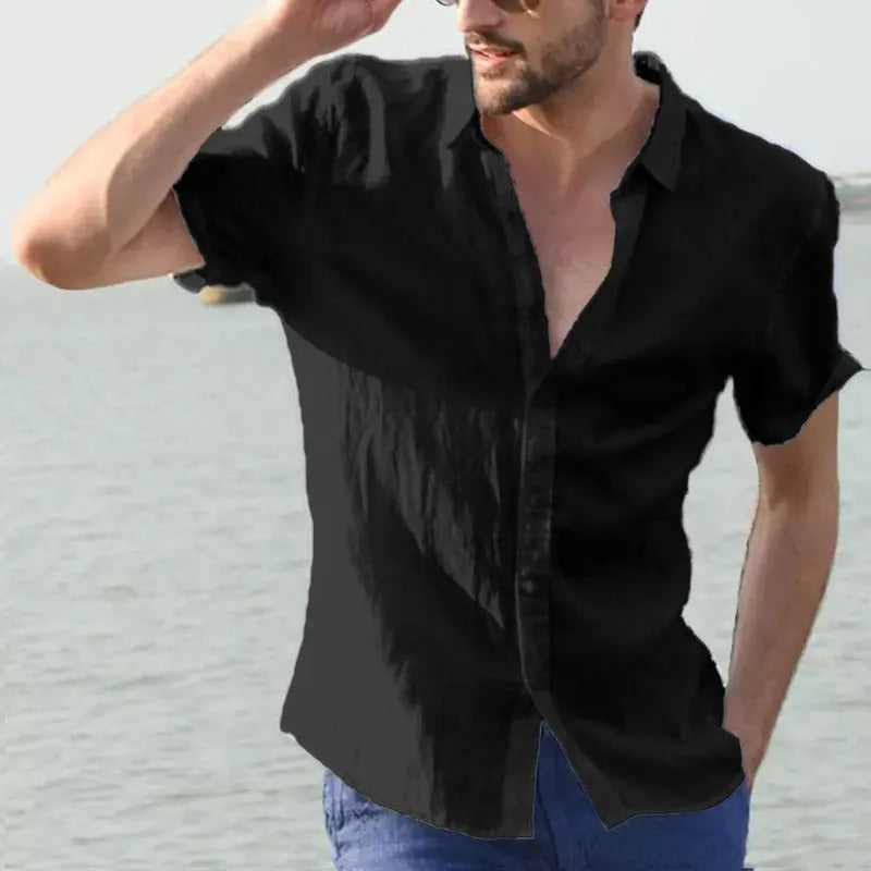 Chemise homme manches courtes – Coupe décontractée – Fibres naturelles respirantes