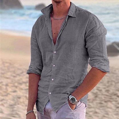 Chemise homme – Coupe décontractée – Manches longues – Fibre naturelle