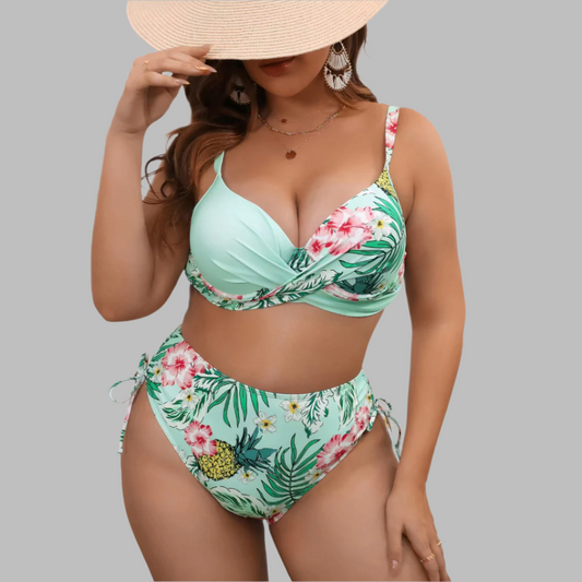 Bikini femme – Coupe galbée – Taille haute – Haut torsadé – Bretelles réglables