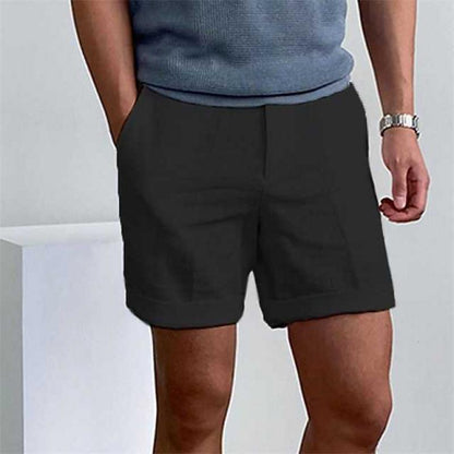 Short décontracté homme – Coupe relax – Lin – Poches latérales – Ourlet retroussé
