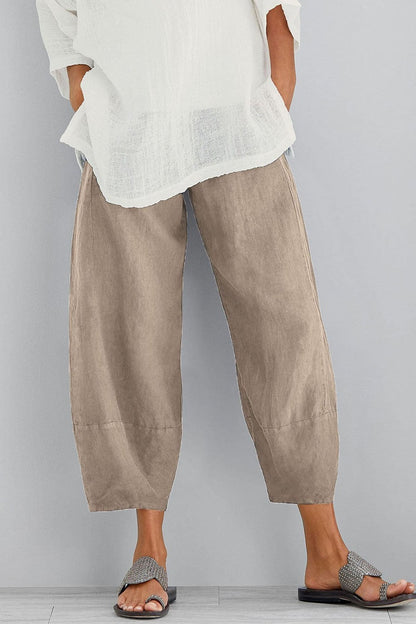 Pantalon Femme – Coupe Large – Tissu Léger Respirant – Longueur Cheville – Avec Poches