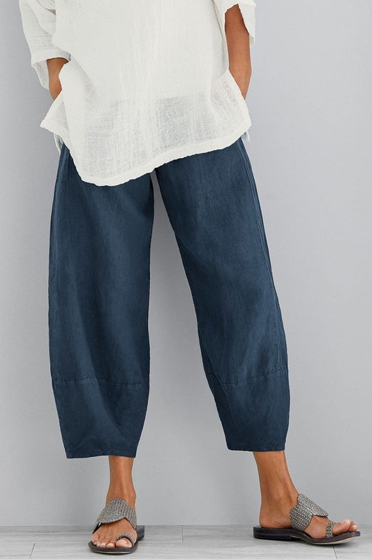 Pantalon Femme – Coupe Large – Tissu Léger Respirant – Longueur Cheville – Avec Poches