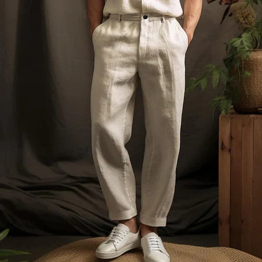 Pantalon homme – Coupe décontractée – Jambe fuselée – Taille plate
