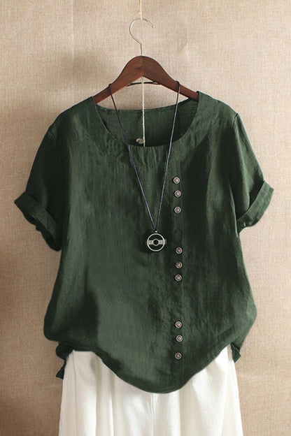 Blouse femme – Coupe décontractée – Manches courtes – Col rond