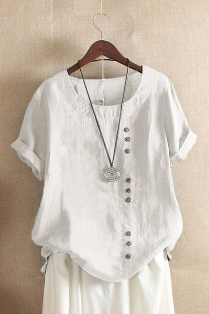 Blouse femme – Coupe décontractée – Manches courtes – Col rond