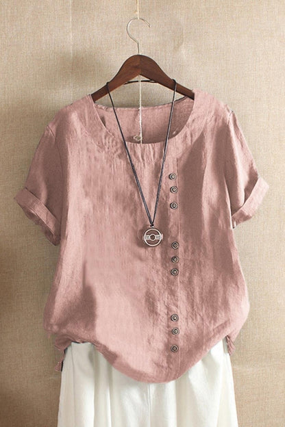 Blouse femme – Coupe décontractée – Manches courtes – Col rond