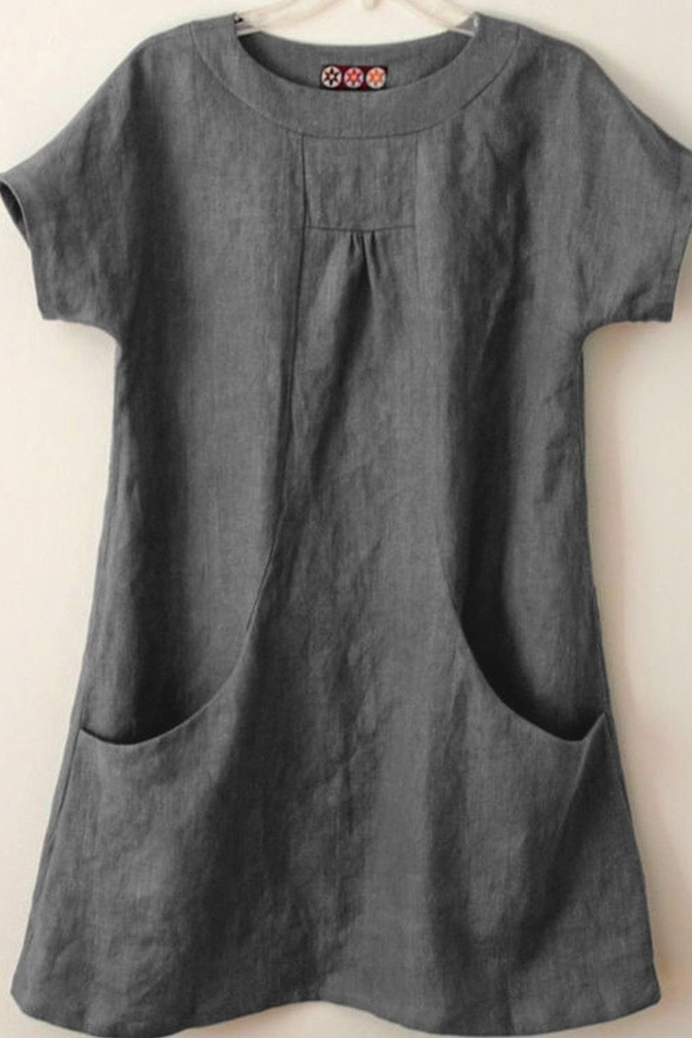 Blouse Femme – Coupe Ample – Manches Courtes – Fibres Naturelles Respirantes – Poches Devant