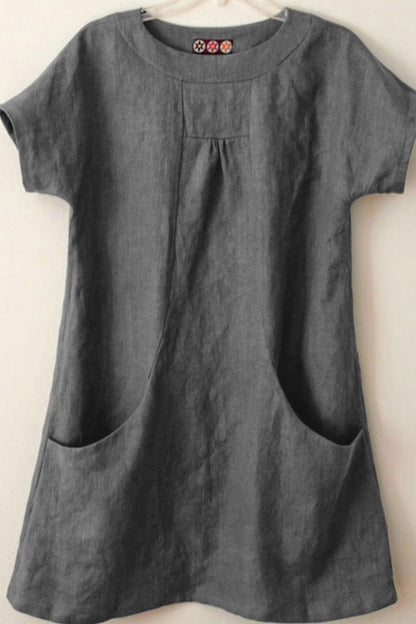 Blouse Femme – Coupe Ample – Manches Courtes – Fibres Naturelles Respirantes – Poches Devant