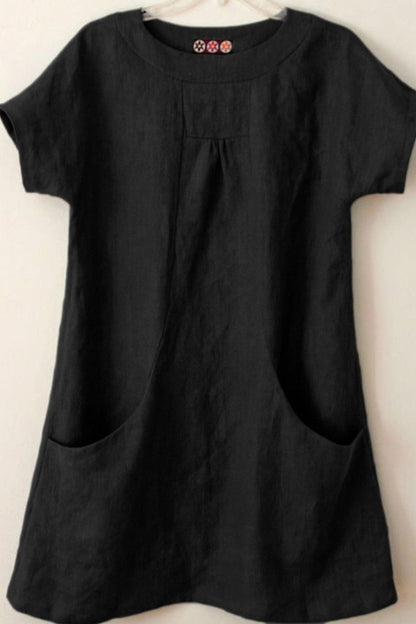 Blouse Femme – Coupe Ample – Manches Courtes – Fibres Naturelles Respirantes – Poches Devant