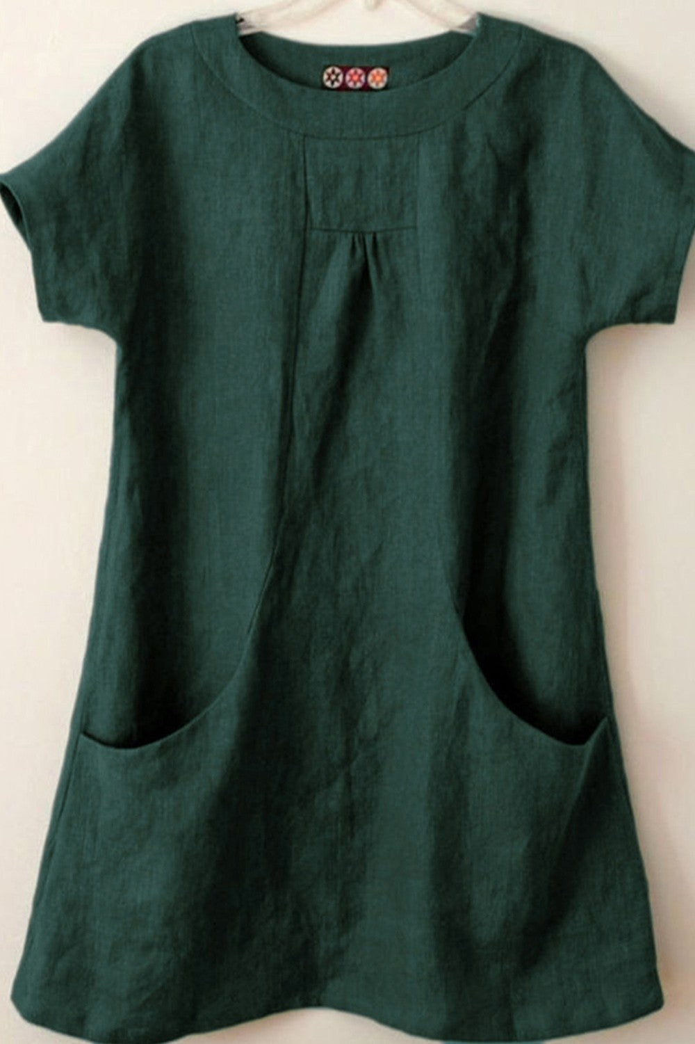 Blouse Femme – Coupe Ample – Manches Courtes – Fibres Naturelles Respirantes – Poches Devant