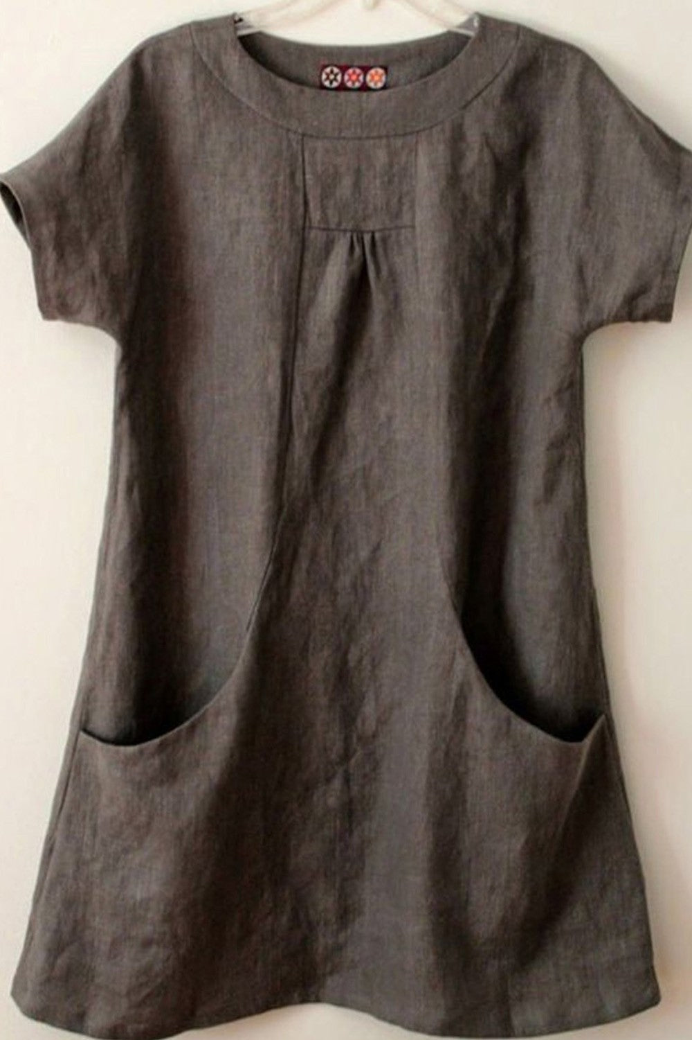 Blouse Femme – Coupe Ample – Manches Courtes – Fibres Naturelles Respirantes – Poches Devant
