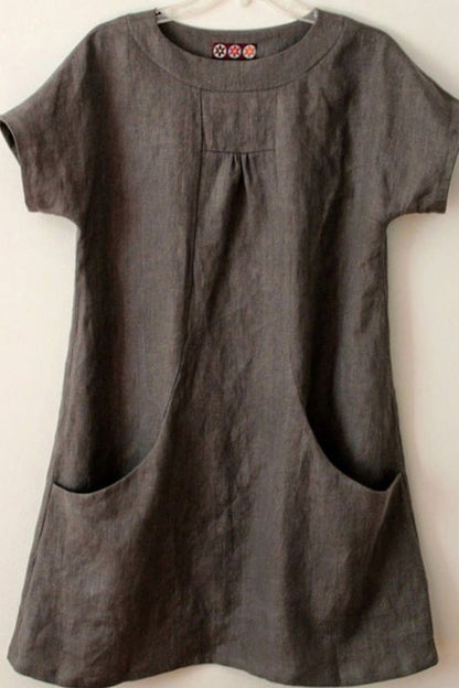 Blouse Femme – Coupe Ample – Manches Courtes – Fibres Naturelles Respirantes – Poches Devant
