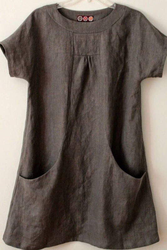 Blouse Femme – Coupe Ample – Manches Courtes – Fibres Naturelles Respirantes – Poches Devant