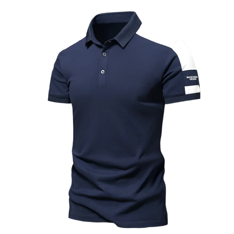 Polo homme – Coupe slim – Tissu respirant – Manches courtes – Détail épaules contrastées