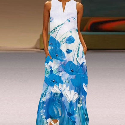 Robe longue femme – Coupe ample – Sans manches – Tissu respirant